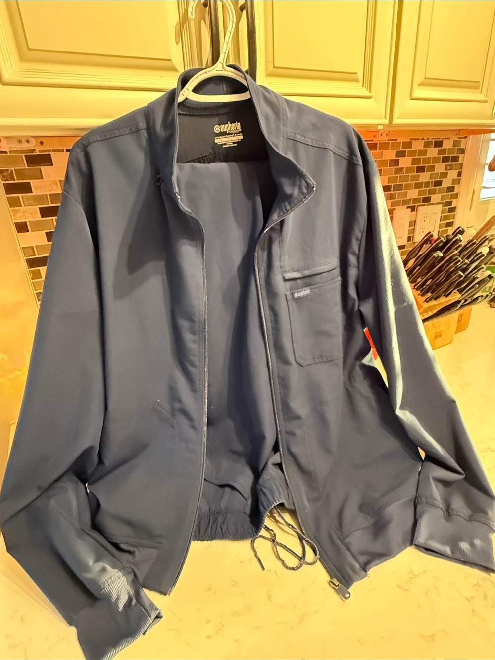 Men's Lightweight Navy Shirt Jacket with Zip Front